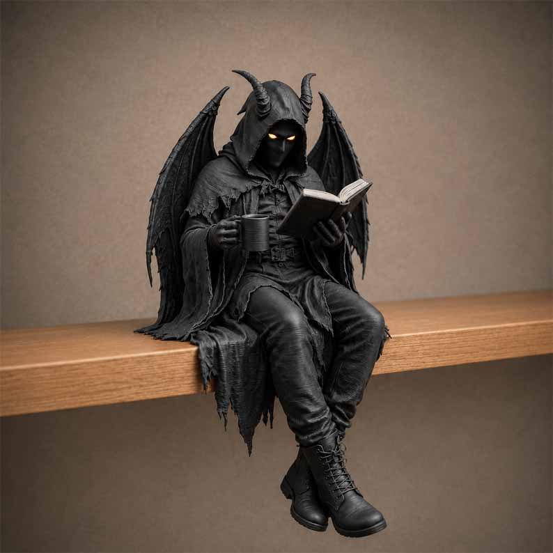 🖤 Időkorlátozott akció – 50% kedvezmény | Gótikus kapucnis Könyvőr gyanta figurája