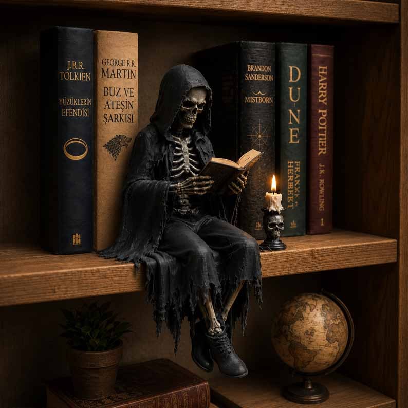 🖤 Időkorlátozott akció – 50% kedvezmény | Gótikus kapucnis Könyvőr gyanta figurája