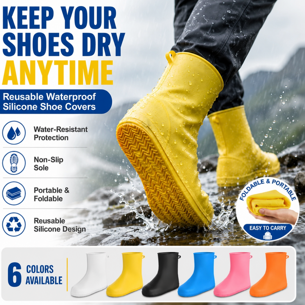 Vége a nedves cipőknek! Erős esőcipők — csúszásgátlóak és összecsukhatók a táskádba 🌧️