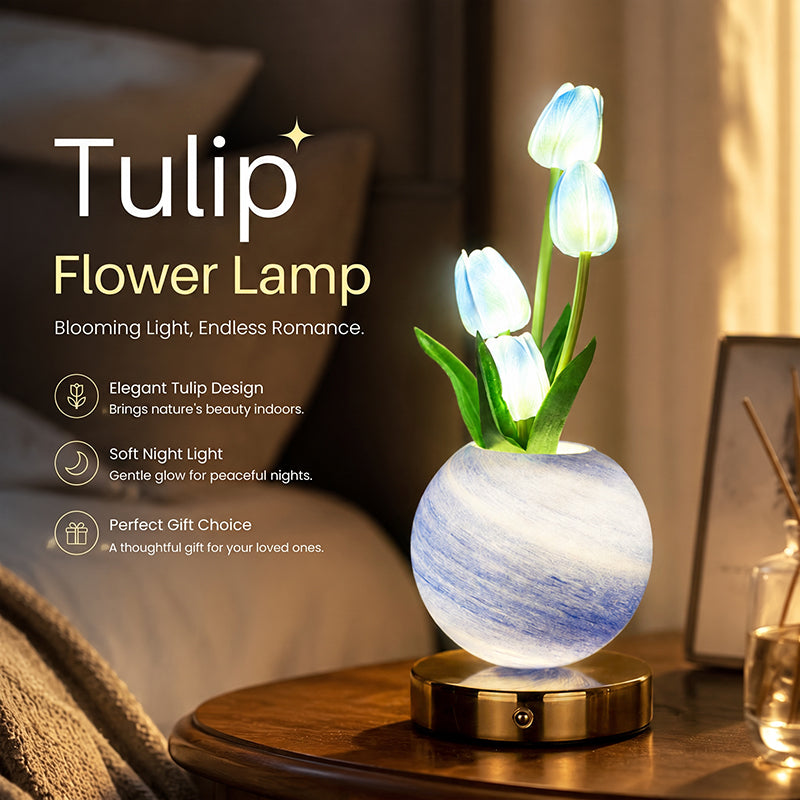 Álomszerű tulipános orchidea éjszakai lámpa – romantikus éjjeliszekrény-lámpa