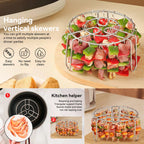 🔥 Légsütőhöz való nyársatartó – rozsdamentes acélból készült függőleges kebab-tartó légsütőkhöz, sütőkhöz és házi készítésű grill-falatokhoz
