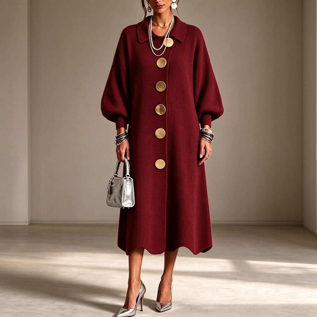 【S-3XL】💖✨Női Elegáns Kötött Midi Ruha