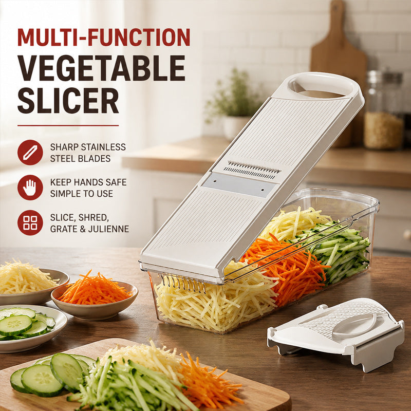 Többfunkciós zöldségvágó és szeletelő biztonsági védőburkolattal 🥕