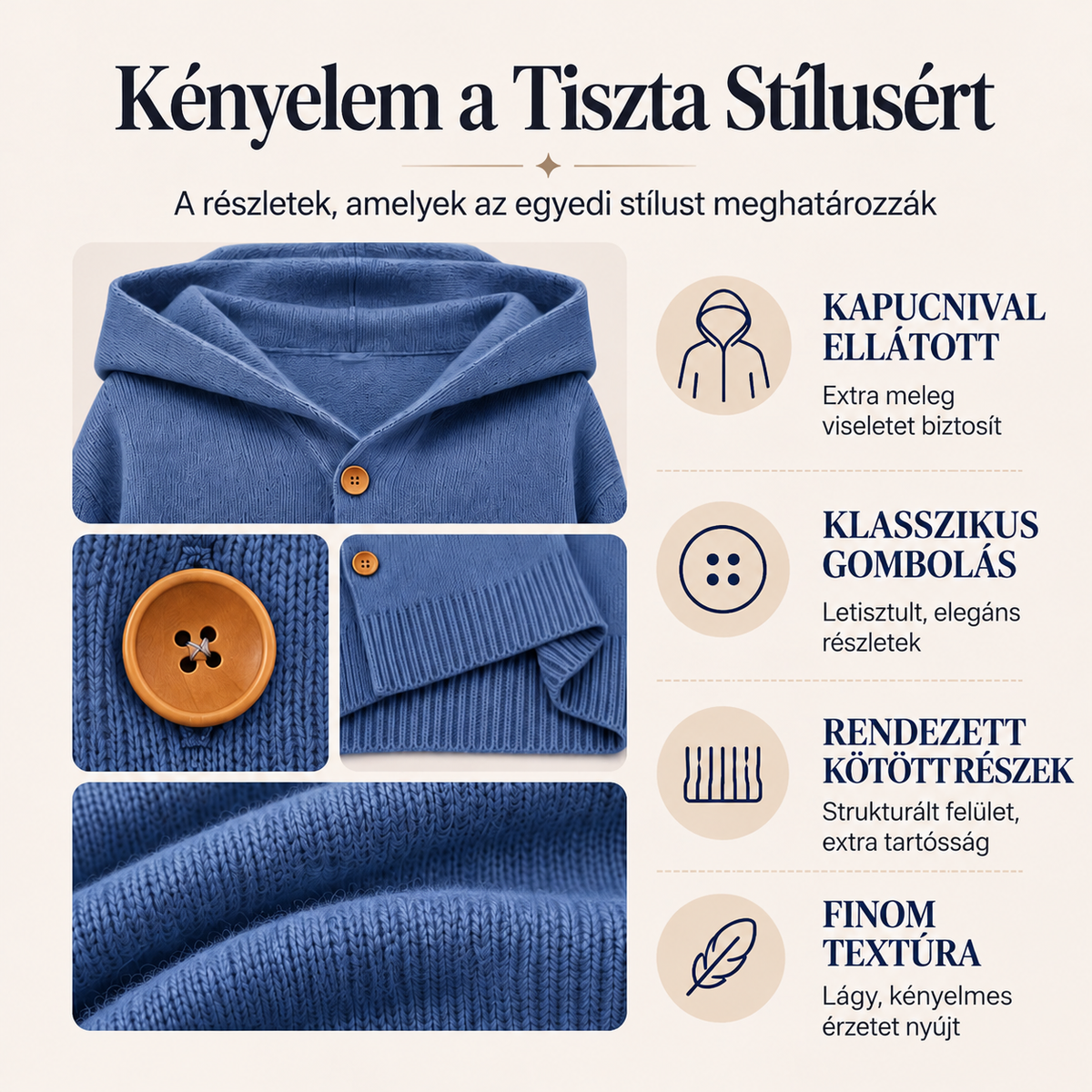 【S-5XL】❄️Kapucnis kötött kardigán