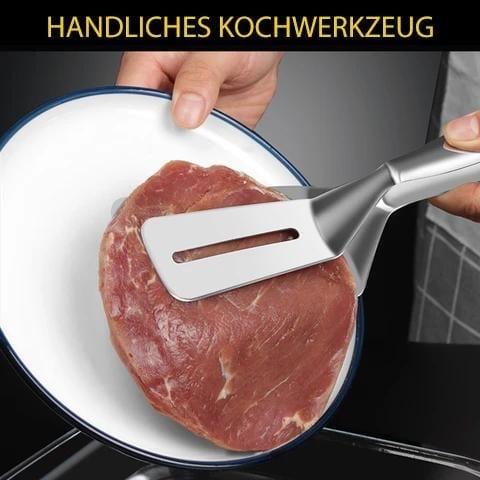 🔥 Többfunkciós rozsdamentes acél konyhai fogó – spatula és fogó egyben! 🍔✨