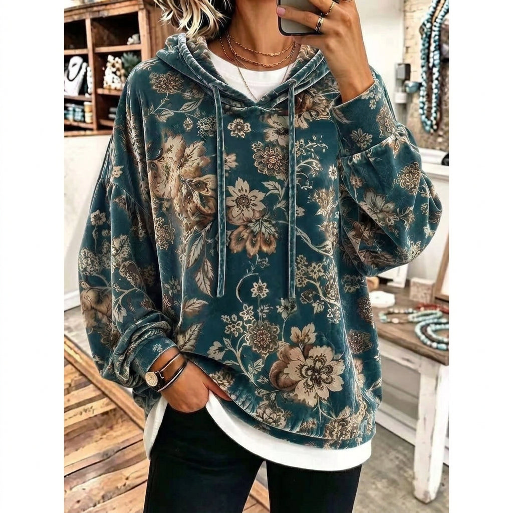 🧶Női paisley mintás húzózsinóros pulóver – 🌺Bohém stílus, kényelmes viselet