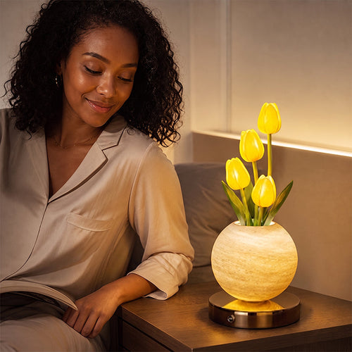 Álomszerű tulipános orchidea éjszakai lámpa – romantikus éjjeliszekrény-lámpa