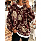 🧶Női paisley mintás húzózsinóros pulóver – 🌺Bohém stílus, kényelmes viselet