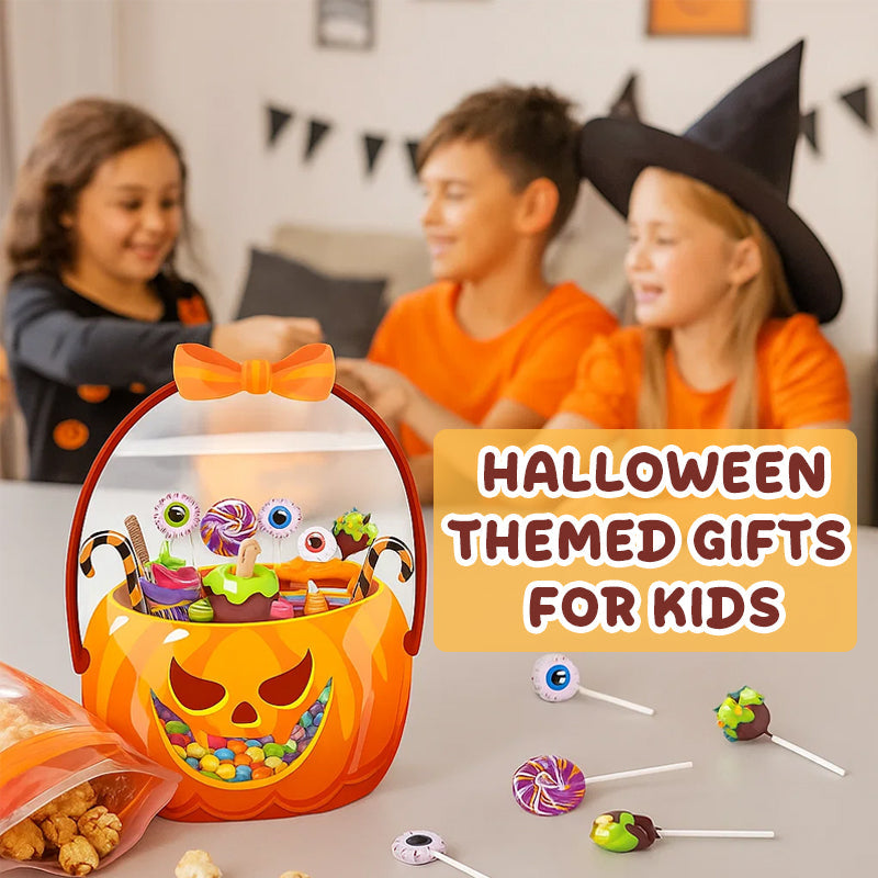 🎃 „Cuki vagy csíny” témájú, átlátszó halloweeni tök alakú édességes ajándékzsák 👻