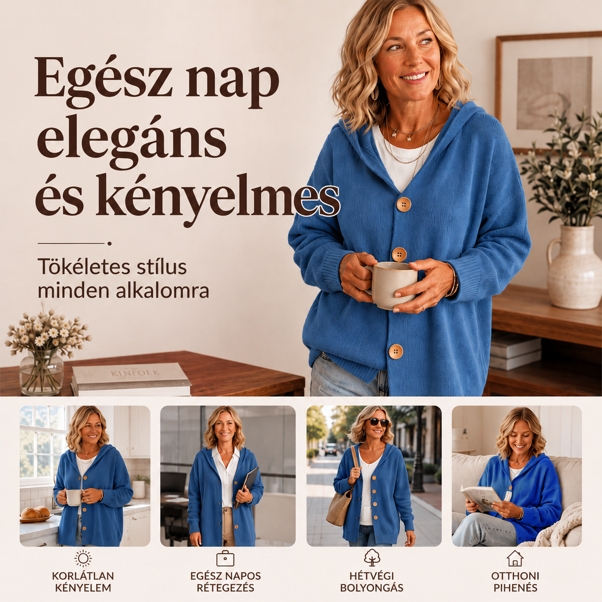 【S-5XL】❄️Kapucnis kötött kardigán
