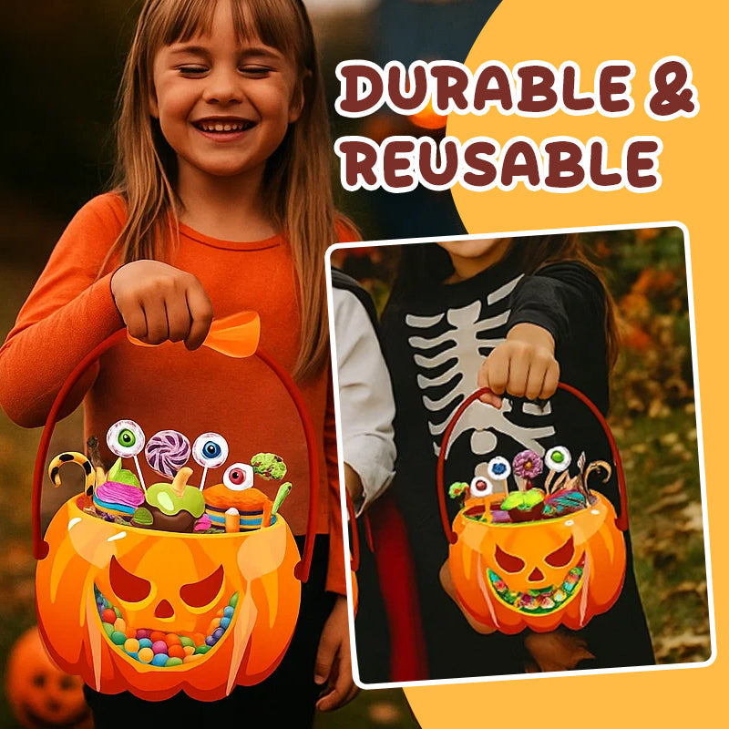 🎃 „Cuki vagy csíny” témájú, átlátszó halloweeni tök alakú édességes ajándékzsák 👻