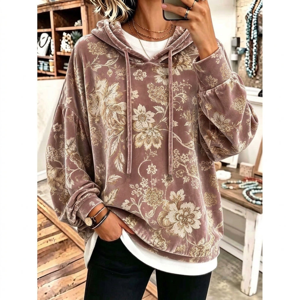 🧶Női paisley mintás húzózsinóros pulóver – 🌺Bohém stílus, kényelmes viselet