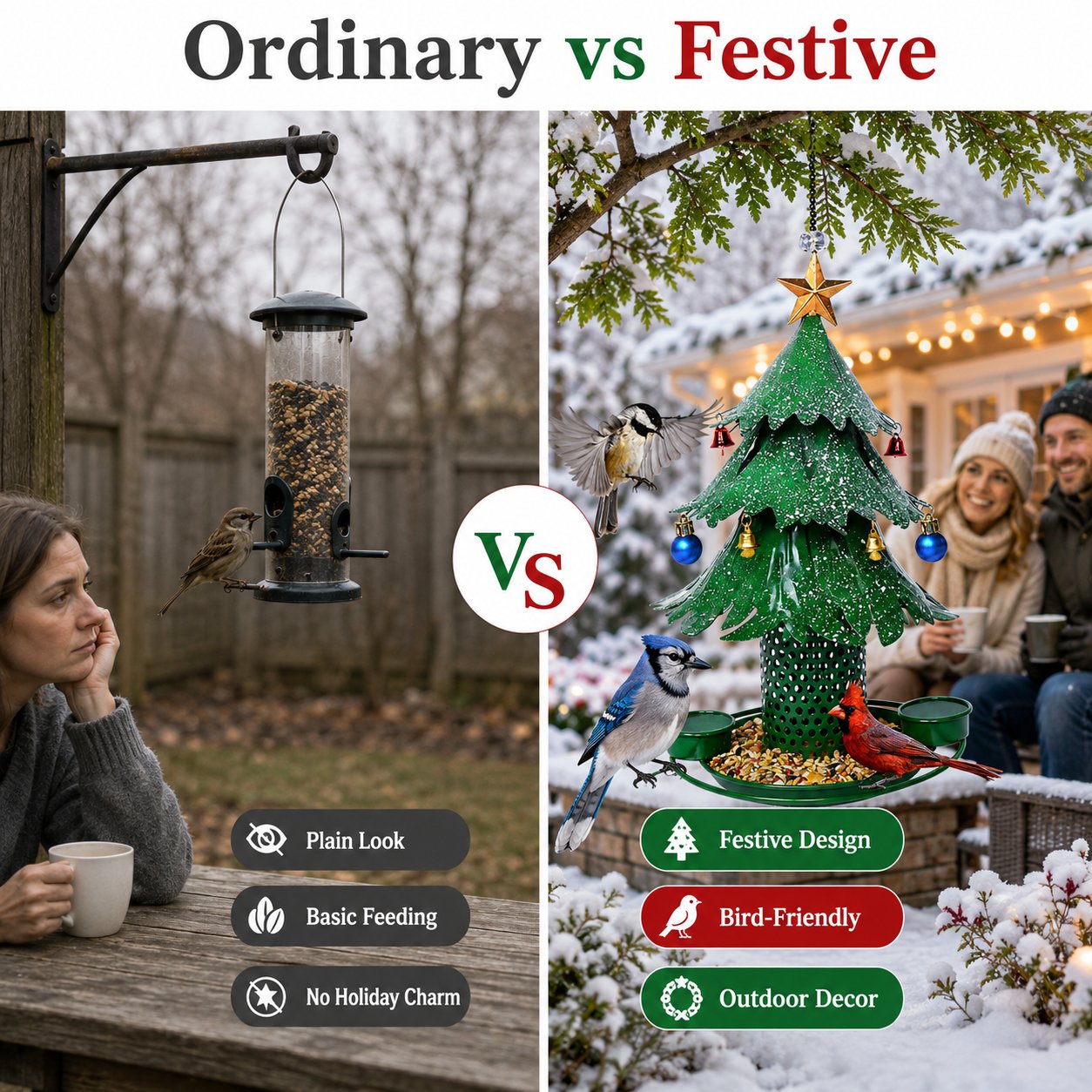 Karácsonyfa madáretető 🎄 Ünnepi kerti dekoráció