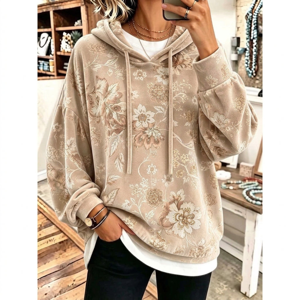 🧶Női paisley mintás húzózsinóros pulóver – 🌺Bohém stílus, kényelmes viselet