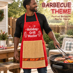 🎅 Karácsonyi grillkötény – Vicces ünnepi grillmester-kötény törülközővel