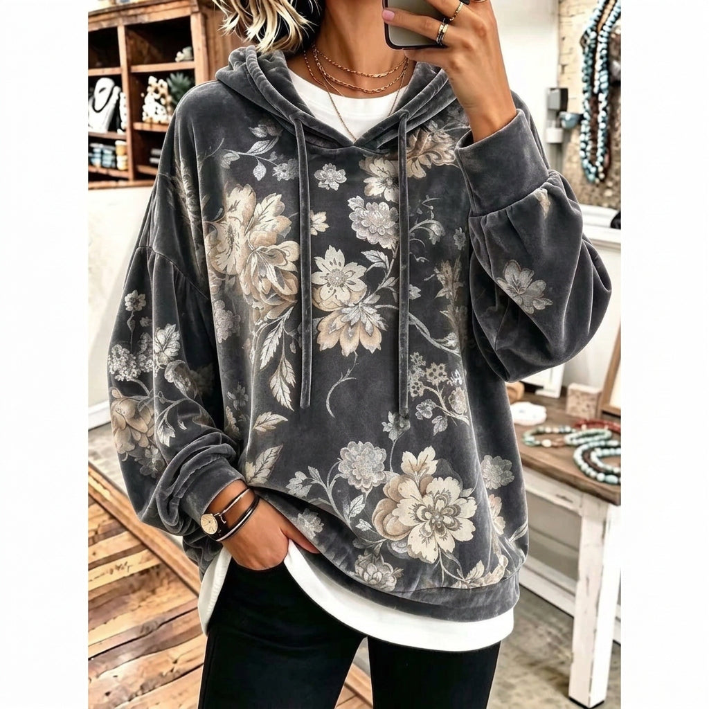 🧶Női paisley mintás húzózsinóros pulóver – 🌺Bohém stílus, kényelmes viselet