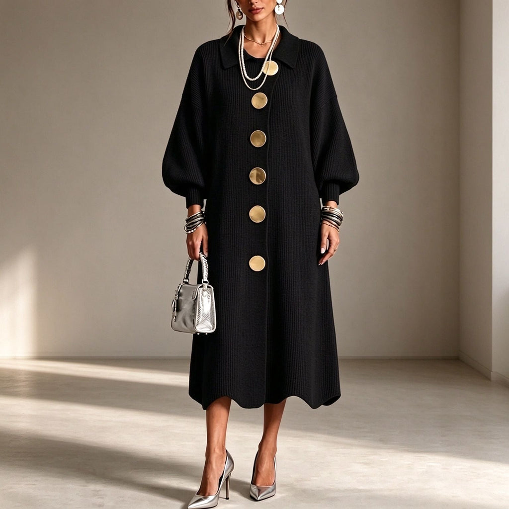 【S-3XL】💖✨Női Elegáns Kötött Midi Ruha