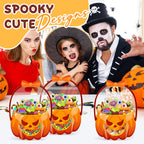 🎃 „Cuki vagy csíny” témájú, átlátszó halloweeni tök alakú édességes ajándékzsák 👻