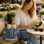 🔥AKCIÓ 50% KEDVEZMÉNY✨👜Horgolt farmer anyagú vödör táska