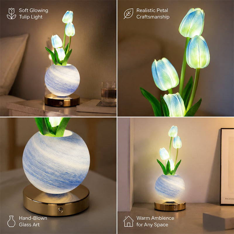 Álomszerű tulipános orchidea éjszakai lámpa – romantikus éjjeliszekrény-lámpa