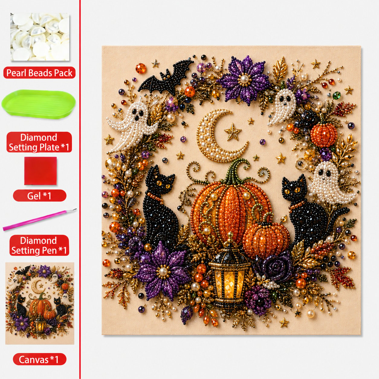 👻✨ Halloween gyöngyös kézműves készlet – Varázsold a pici gyöngyöket kísértetiesen aranyos alkotásokká!