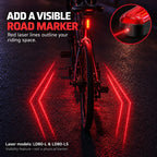 🚨 LED-es kerékpár hátsó lámpa fékezéskor villogó funkcióval | Laser Safety Zone, 22 órás akkumulátor-üzemidő (két rögzítőelemmel együtt)