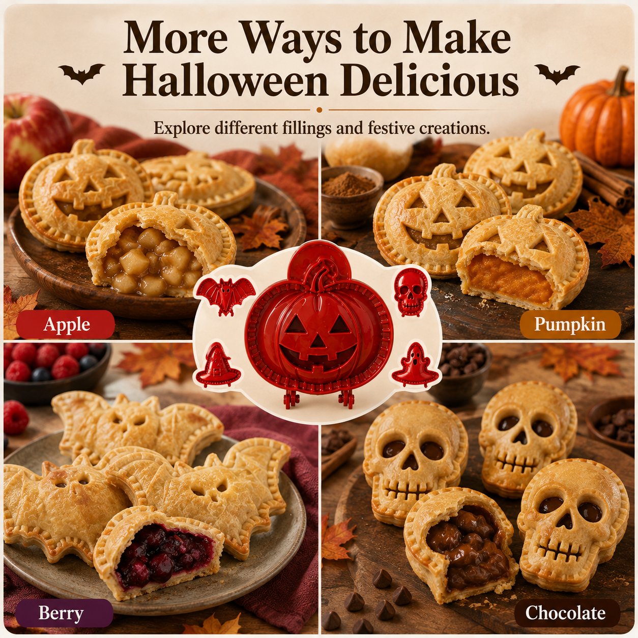 🎃 8 darabos halloweeni mini kézi piteformákból álló készlet