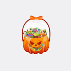 🎃 „Cuki vagy csíny” témájú, átlátszó halloweeni tök alakú édességes ajándékzsák 👻