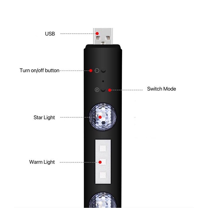 Autó belső hangulatvilágítás – USB-töltésű, színes LED-es díszvilágítás
