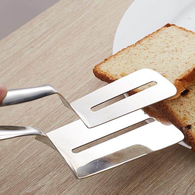 🔥 Többfunkciós rozsdamentes acél konyhai fogó – spatula és fogó egyben! 🍔✨