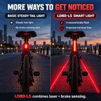 🚨 LED-es kerékpár hátsó lámpa fékezéskor villogó funkcióval | Laser Safety Zone, 22 órás akkumulátor-üzemidő (két rögzítőelemmel együtt)