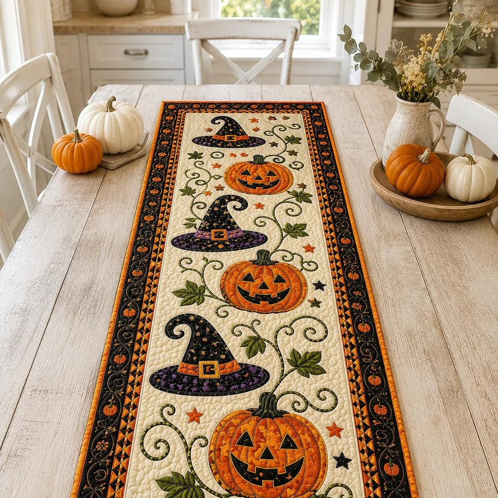 🎃 Halloween-motívumú steppelt asztalterítő – hangulatos őszi dekoráció pillanatok alatt