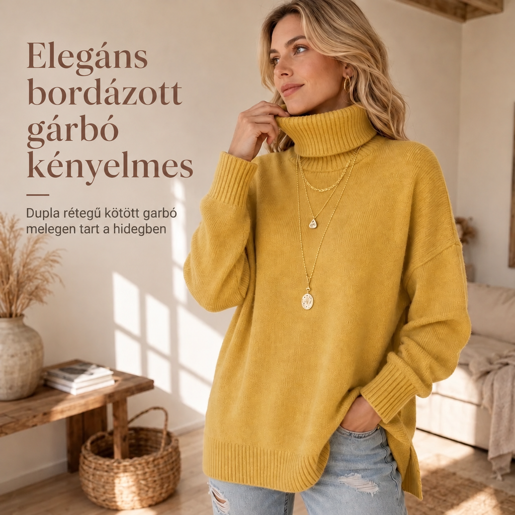 【S–3XL】🔥Oversize pulóver kötött gallérral