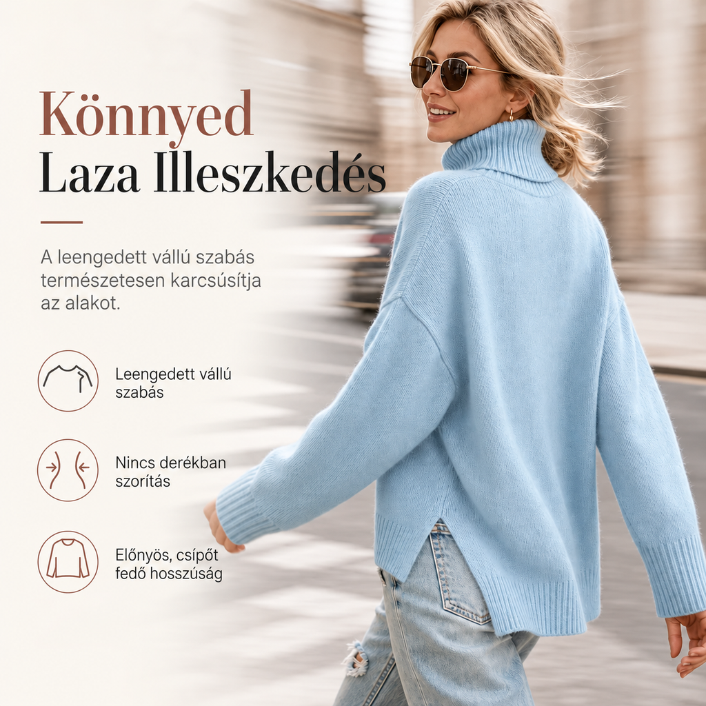 【S–3XL】🔥Oversize pulóver kötött gallérral