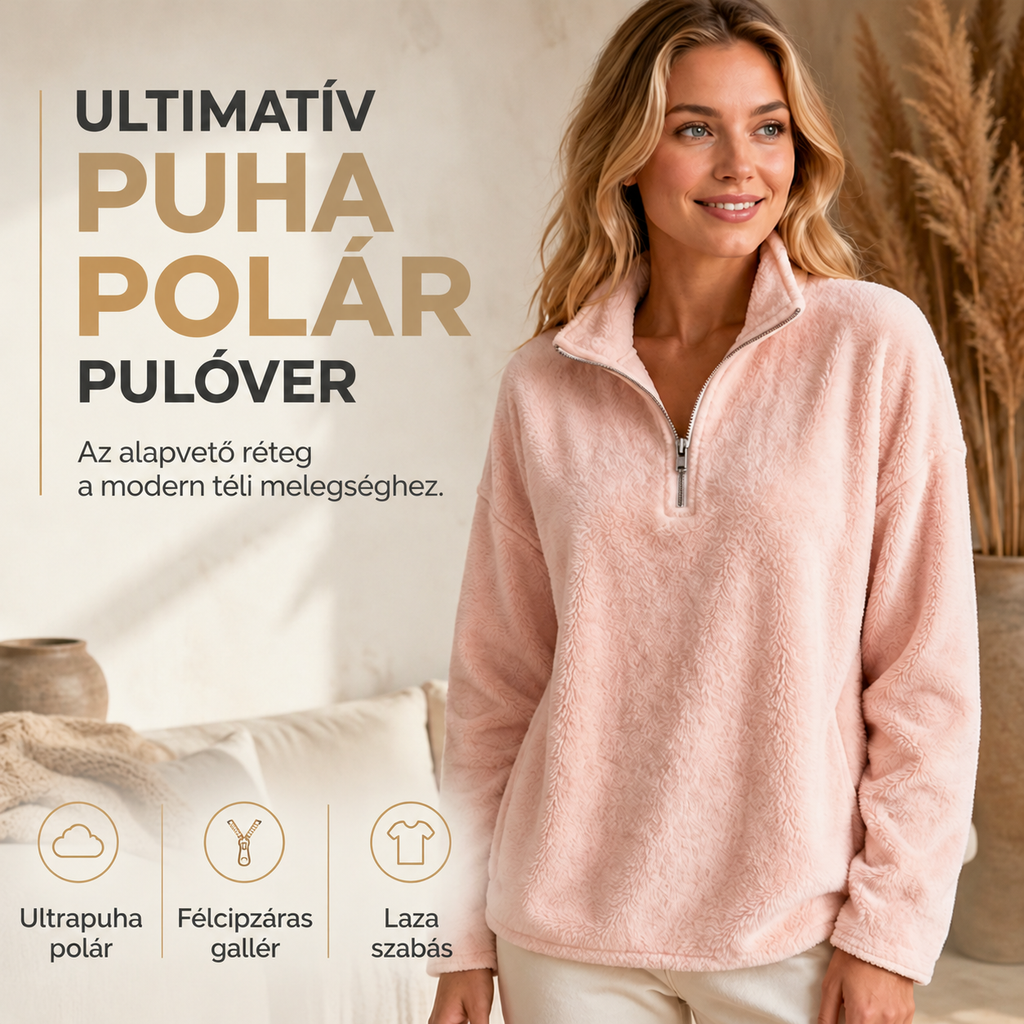【S-3XL】🎀Rendkívül puha, polár anyagú, félig cipzáras pulóver