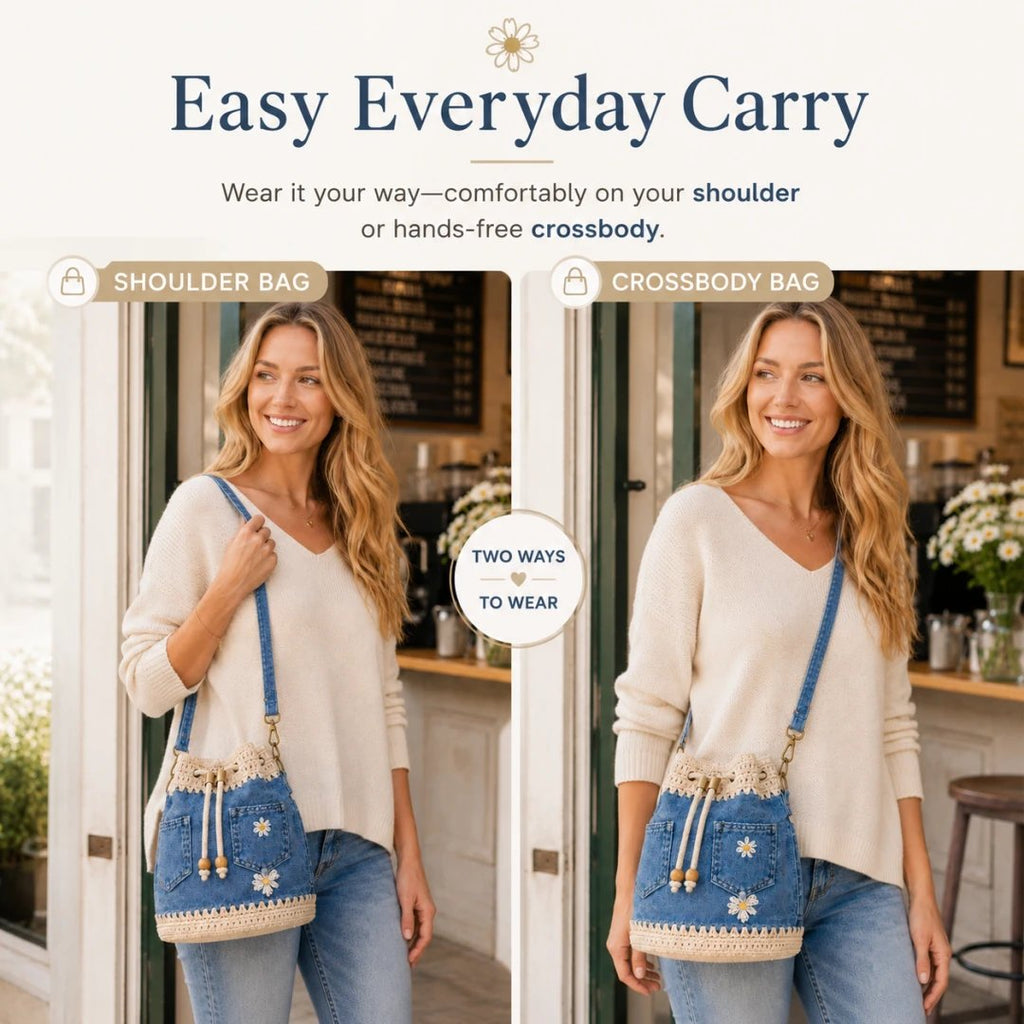 🔥AKCIÓ 50% KEDVEZMÉNY✨👜Horgolt farmer anyagú vödör táska