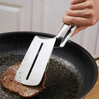 🔥 Többfunkciós rozsdamentes acél konyhai fogó – spatula és fogó egyben! 🍔✨