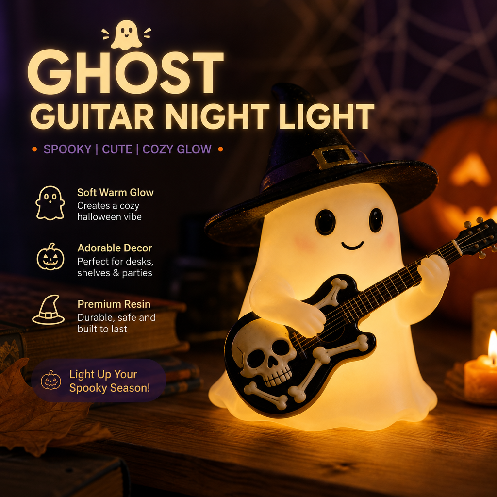 Halloween-i szellem gitár éjszakai lámpa és asztali dísz