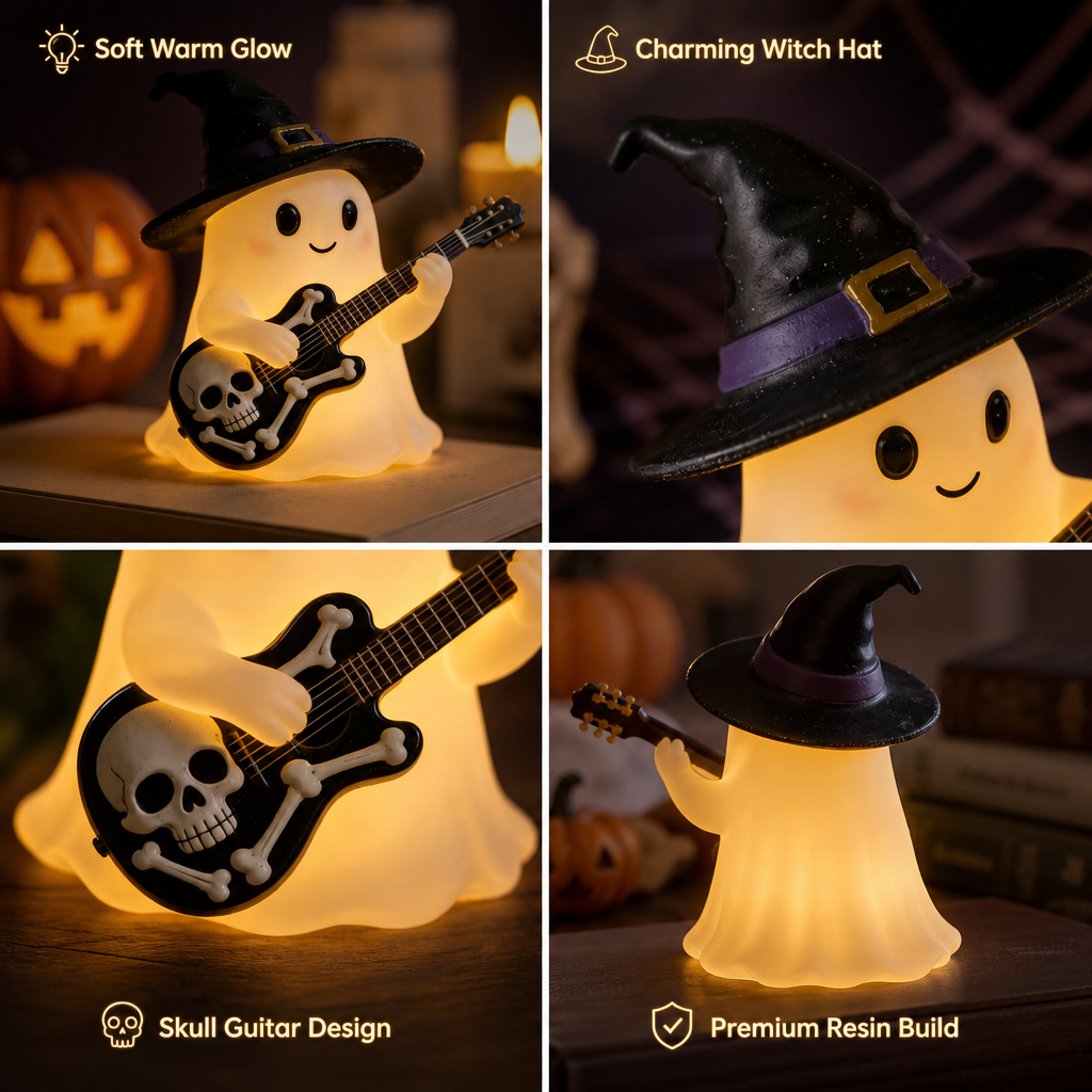 Halloween-i szellem gitár éjszakai lámpa és asztali dísz
