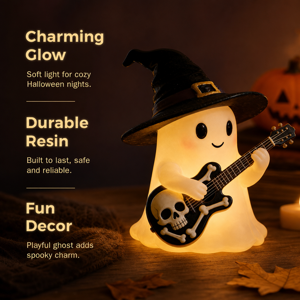 Halloween-i szellem gitár éjszakai lámpa és asztali dísz