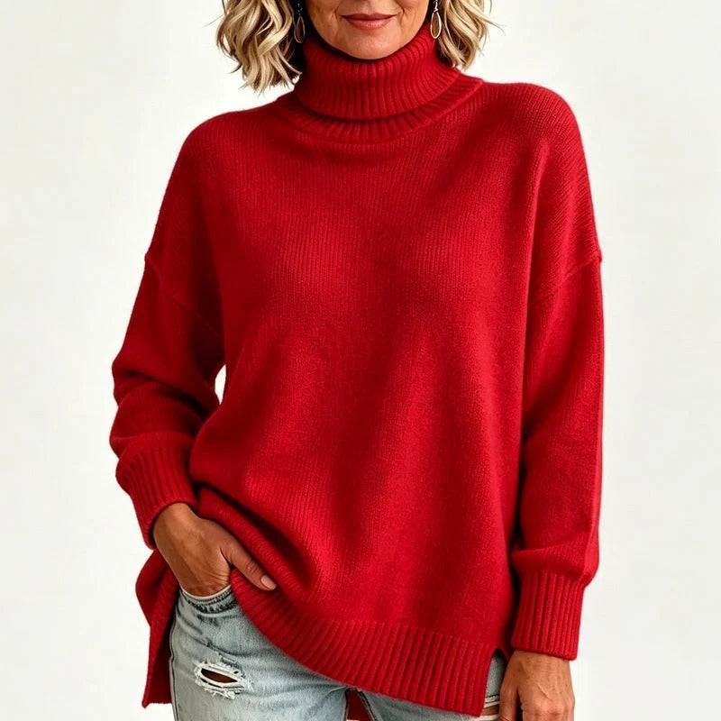【S–3XL】🔥Oversize pulóver kötött gallérral