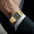 ⌚ IDŐKORLÁTOS 50%-OS KEDVEZMÉNY! 💥 Retro stílusú, négyzet alakú, többfunkciós karóra – kettős kijelző, cinkötvözet, rozsdamentes acél ✨