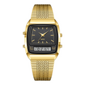 ⌚ IDŐKORLÁTOS 50%-OS KEDVEZMÉNY! 💥 Retro stílusú, négyzet alakú, többfunkciós karóra – kettős kijelző, cinkötvözet, rozsdamentes acél ✨