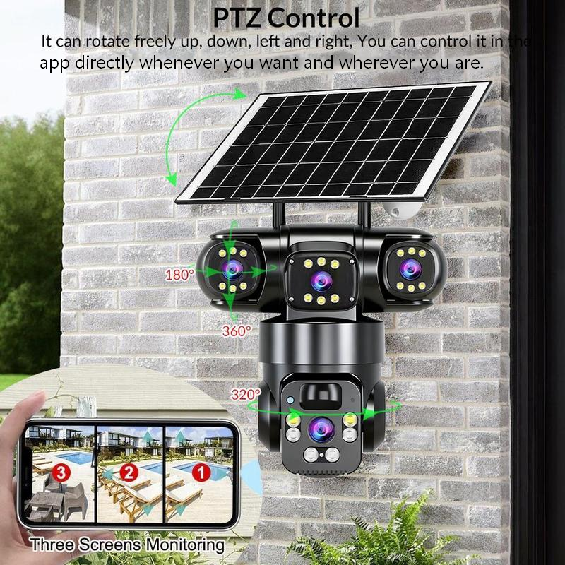 ⏳Időkorlátozott akció⏰ 6K 9 MP-es kültéri Wi-Fi biztonsági kamera | 10-szeres zoom, 3 objektív, 360°-os PTZ | IP66 vízálló, színes éjjellátás, kétirányú hangátvitel, mozgáskövetés