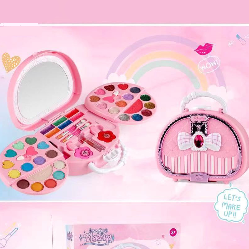 🎉 2026-os akció — Több mint 26 000 eladott darab!💖 Mosható sminkkészlet gyerekeknek hordozható rózsaszín kézitáskával 👛