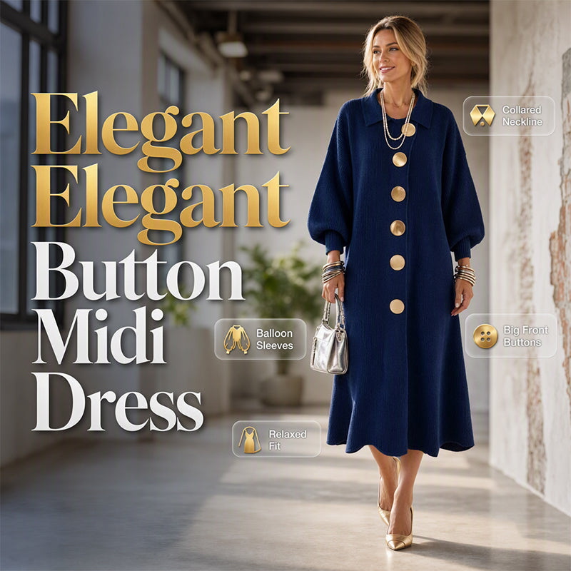 【S-3XL】💖✨Női Elegáns Kötött Midi Ruha