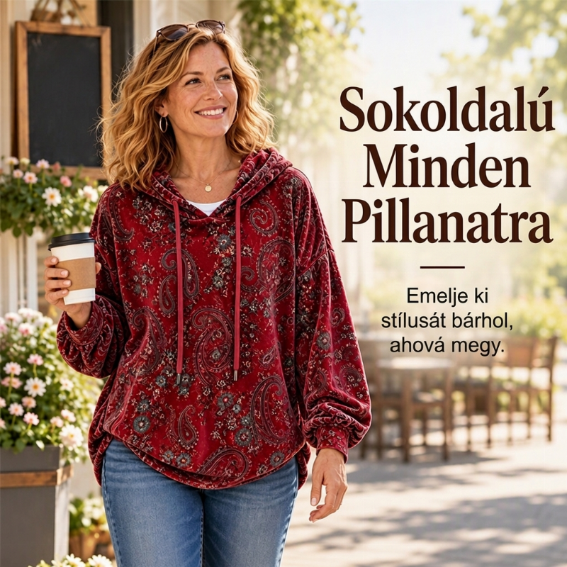 🧶Női paisley mintás húzózsinóros pulóver – 🌺Bohém stílus, kényelmes viselet
